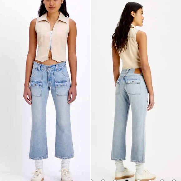 NWT LEVIS PREMIUM Middy Outback Bootcut Patch Pocket Jeans ~Days of Summer~34🧡 - Picture 1 of 15